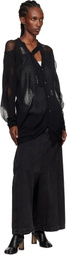 YOHJI YAMAMOTO Black Plain Stitch & Pattern Draped Cardigan