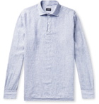 Ermenegildo Zegna - Striped Linen Half-Placket Shirt - Blue