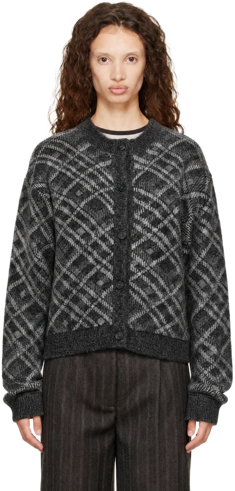 mfpen Gray Round Neck Cardigan