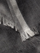 Brunello Cucinelli - Fringed Striped Cashmere and Silk-Blend Scarf