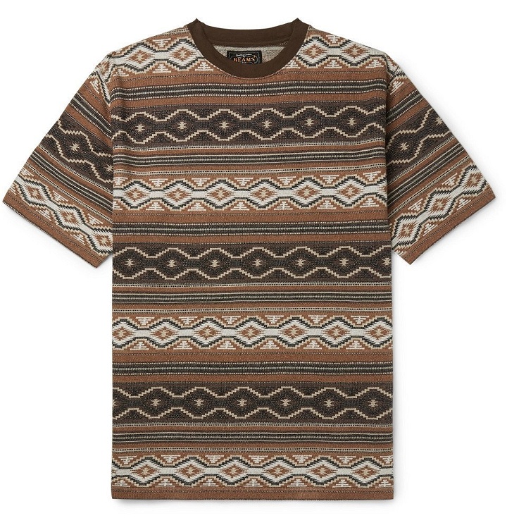 Photo: Beams Plus - Cotton-Jacquard T-Shirt - Brown