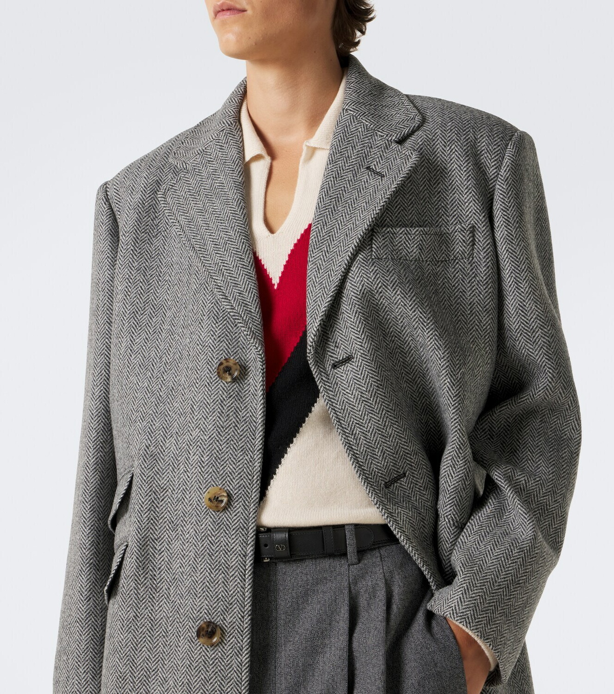Valentino Herringbone virgin wool coat