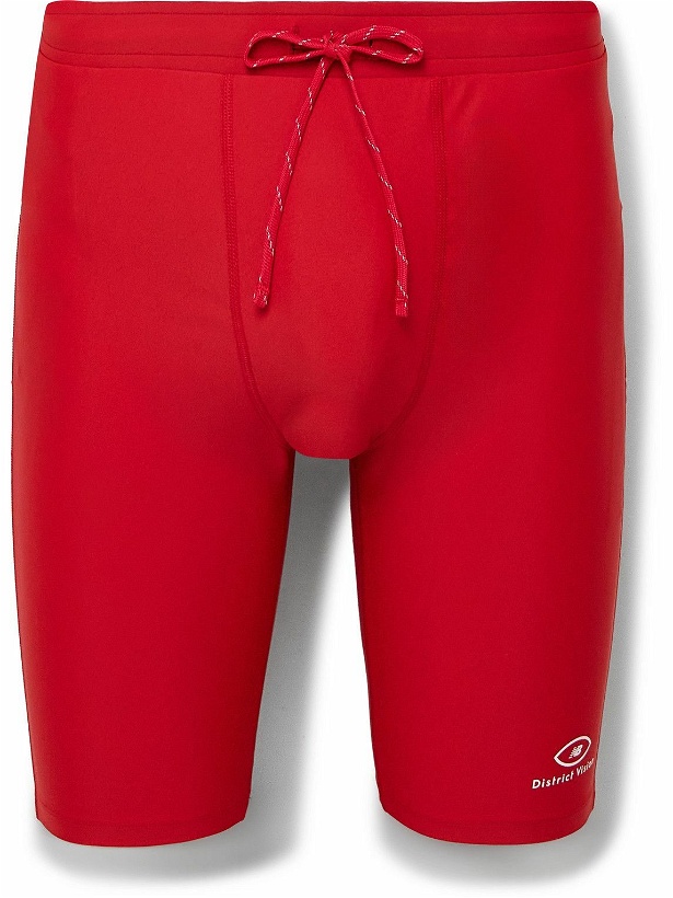 Photo: DISTRICT VISION - New Balance Logo-Print Stretch-Recycled Jersey Drawstring Shorts - Red