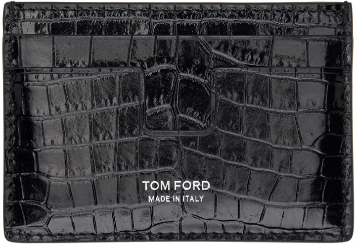 Photo: TOM FORD Black Printed Croc Card Holder