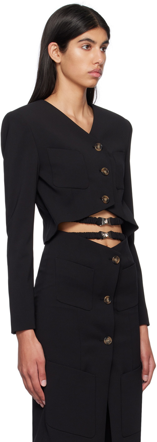 J KOO Black Belted Blazer