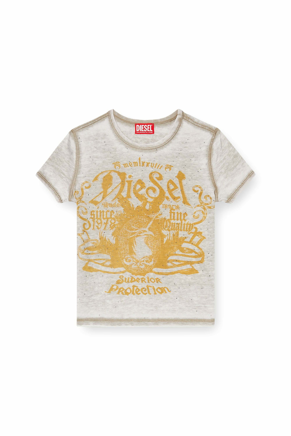Diesel Slim jersey T-shirt with print and studs - T-Shirts Womens in Multicolor