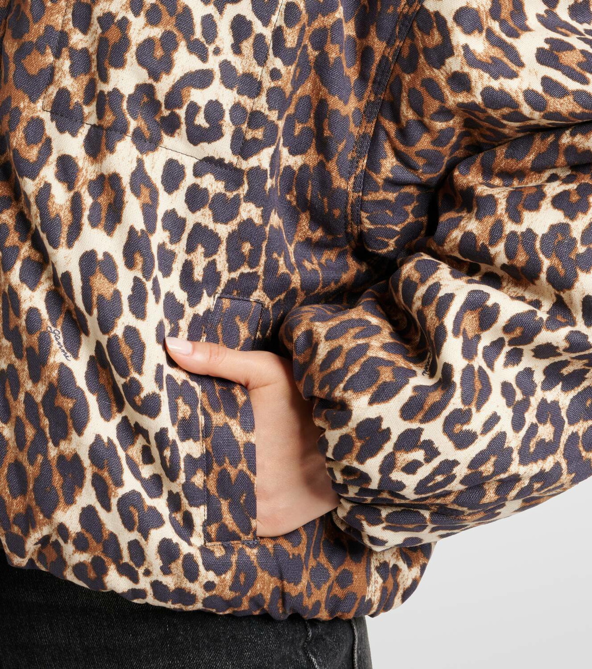 Ganni Leopard-print canvas bomber jacket GANNI