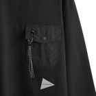 and wander Heavy Cotton Long Sleeve Pocket T-Shirt in Black