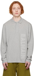 Balmain Gray Long Sleeve Polo