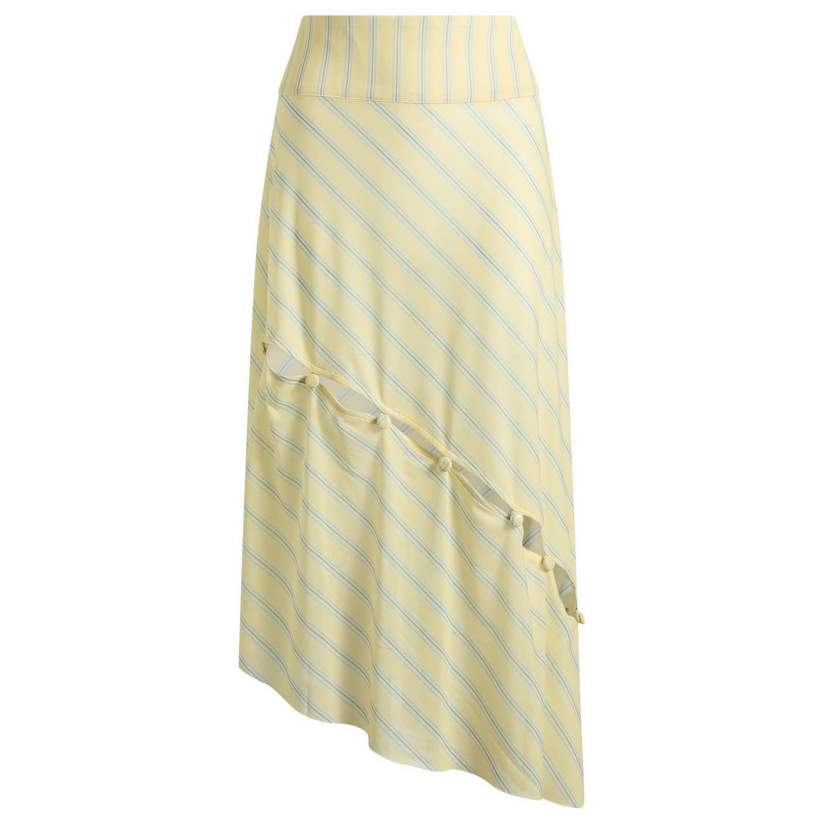House Of Sunny Women's Striped Mesh Asymmetric Skirt in Butter