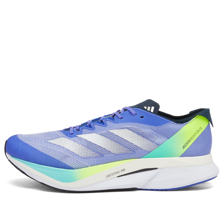 Photo: Adidas Running Men's Adidas Adizero Boston 12 Sneaker in Blue/Zero/Lemon
