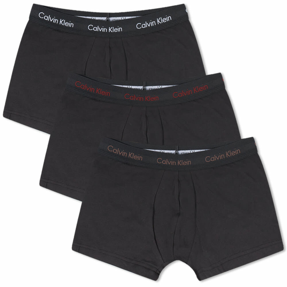 Calvin Klein 3 Pack Underwear Cotton Stretch Trunk Black Blue CK