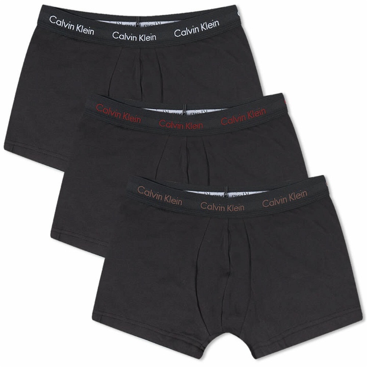 Photo: Calvin Klein Men's CK Underwear Low Rise Trunk - 3 Pack in Camel/White/Red