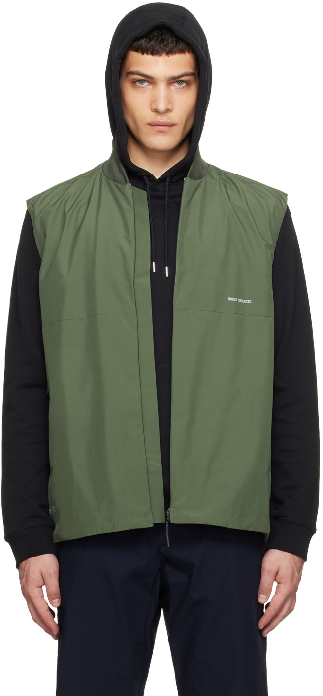 NORSE PROJECTS Green Stand Collar Vest