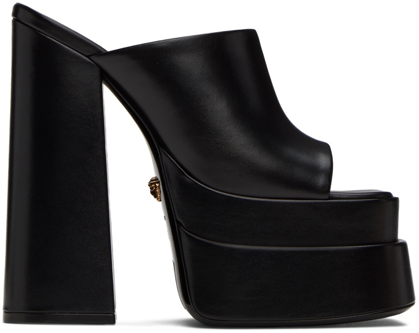 Versace Black Platform Heeled Sandals Versace