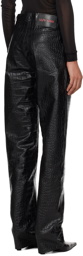 LU'U DAN Black Croc Faux-Leather Trousers