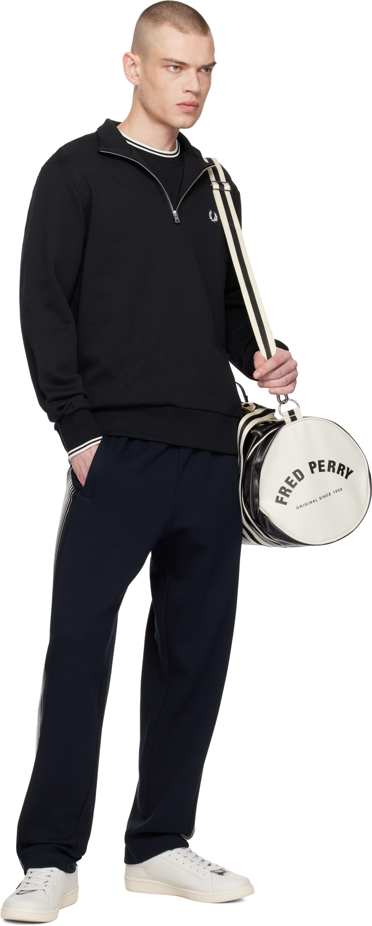 Fred Perry Black Half Zip Sweatshirt