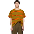 Maison Margiela Orange and Green Striped Knit T-Shirt