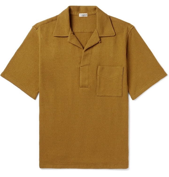 Photo: Camoshita - Camp-Collar Slub Cotton-Jersey Polo Shirt - Yellow