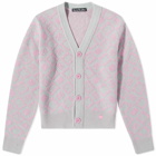 Acne Studios Kerid Tile Face Cardigan in Bubble Pink/Spring Green