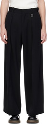 WOOYOUNGMI Black Two Tuck Wide Trousers