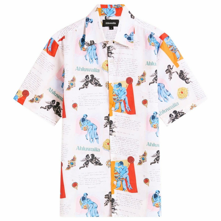 Photo: Ahluwalia Women's Kada Short Sleeve Shirt in Cream Multi Print