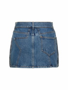 AREA - Embellished Denim Mini Skirt