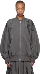 YOHJI YAMAMOTO Gray R-Belted Bomber Jacket