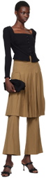 Rokh Tan Pleated Midi Skirt Trousers