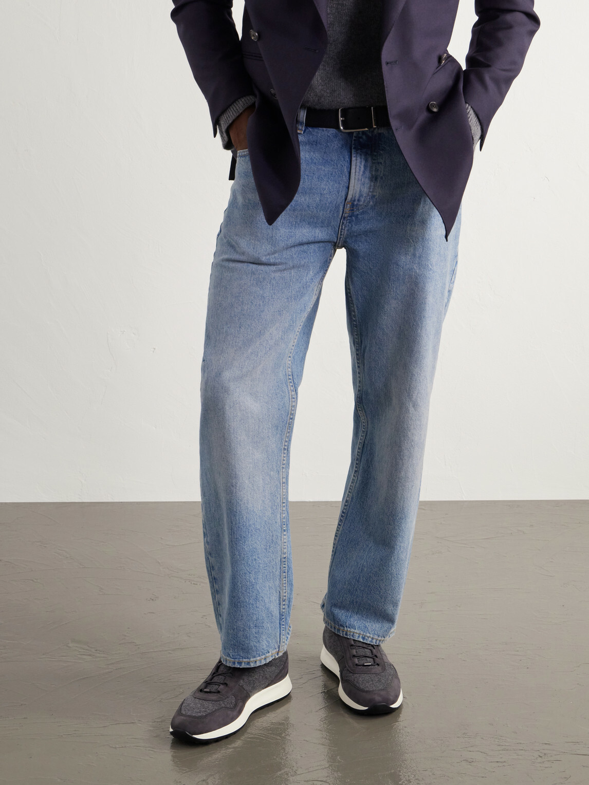 Tod's - Suede-Trimmed Wool-Knit Sneakers - Gray