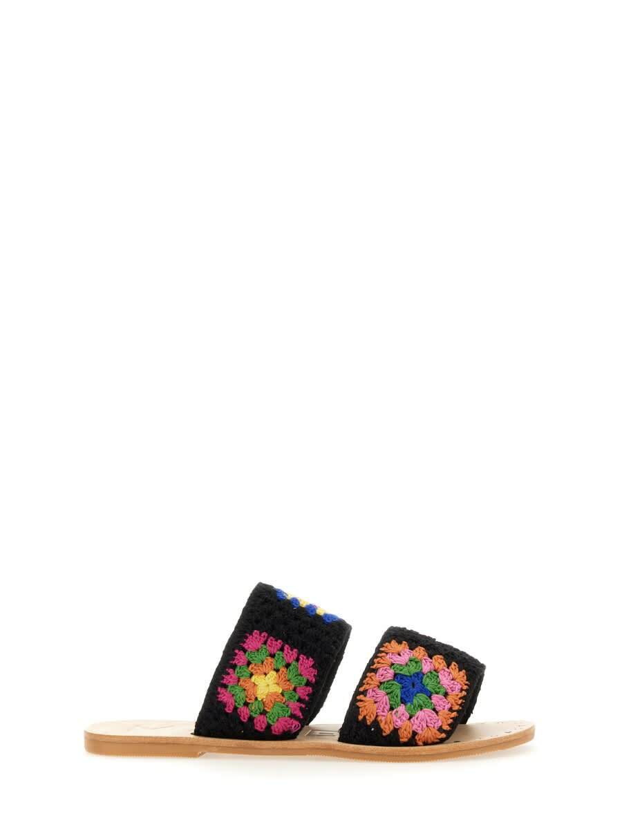 サンダル・ミュール MANEBI LOW SANDALS WITH BANDANA BOW (F9.4J0_BANDANARED) Manebi Low Sandals With Bandana Bow | italist
