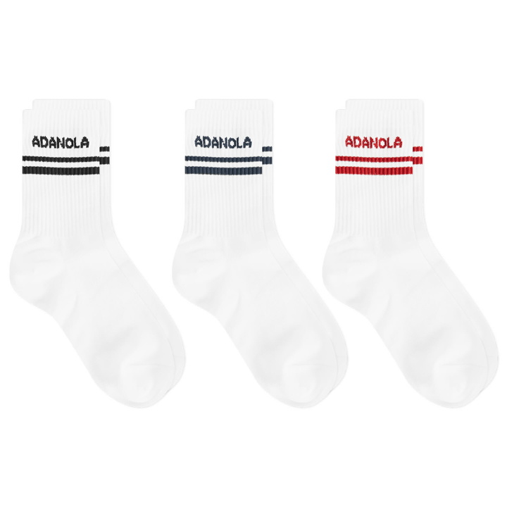 Photo: Adanola Women's 3 Pack College Socks in Red/Navy 