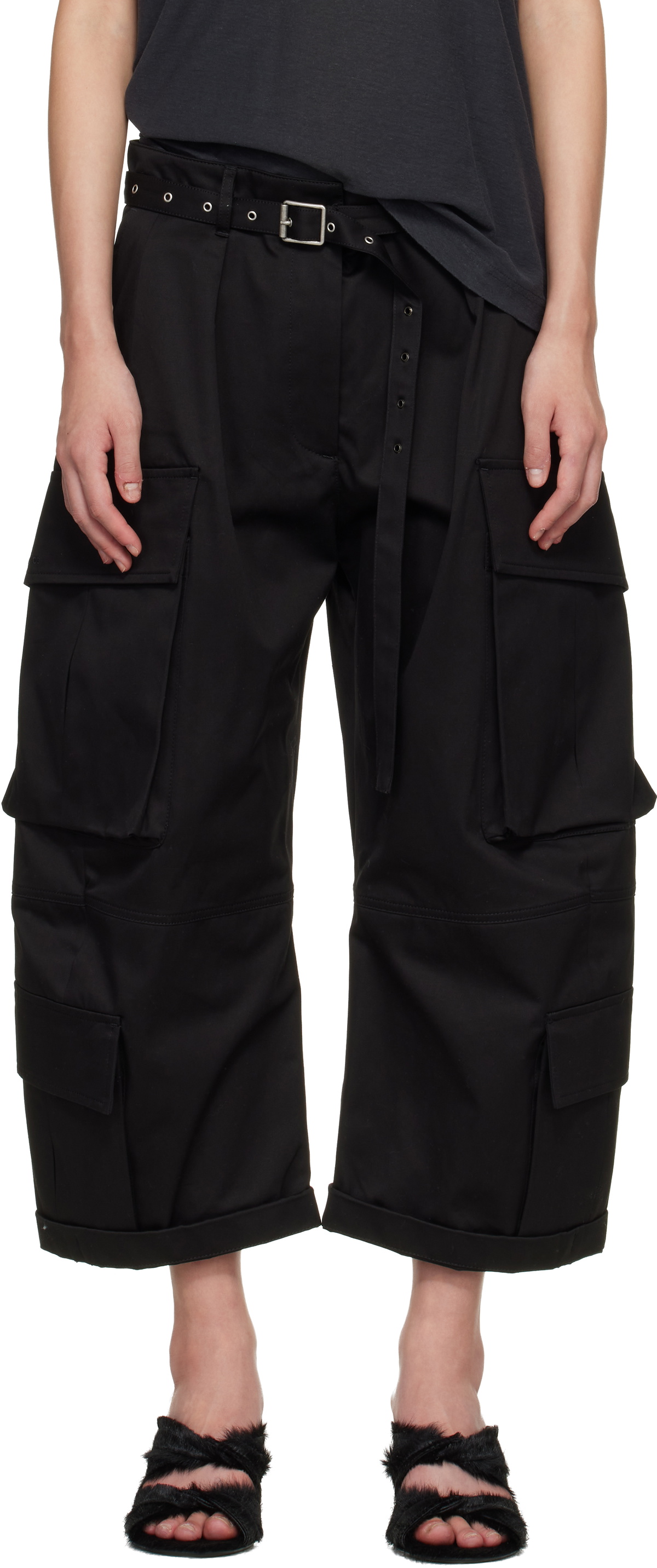 Acne Studios Black Twill Cargo Trousers