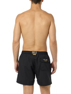 MC2 Saint Barth Black Classic Light Swim Shorts Patmos With Milan 125 Embroidery | Ac Milan 125 Special Edition