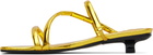 BY FAR Gold Morena Eel Embossed Metallic Leather Heeled Sandals