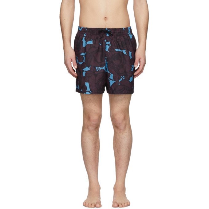Photo: Dries Van Noten Blue and Purple Phibbs Floral Swim Shorts