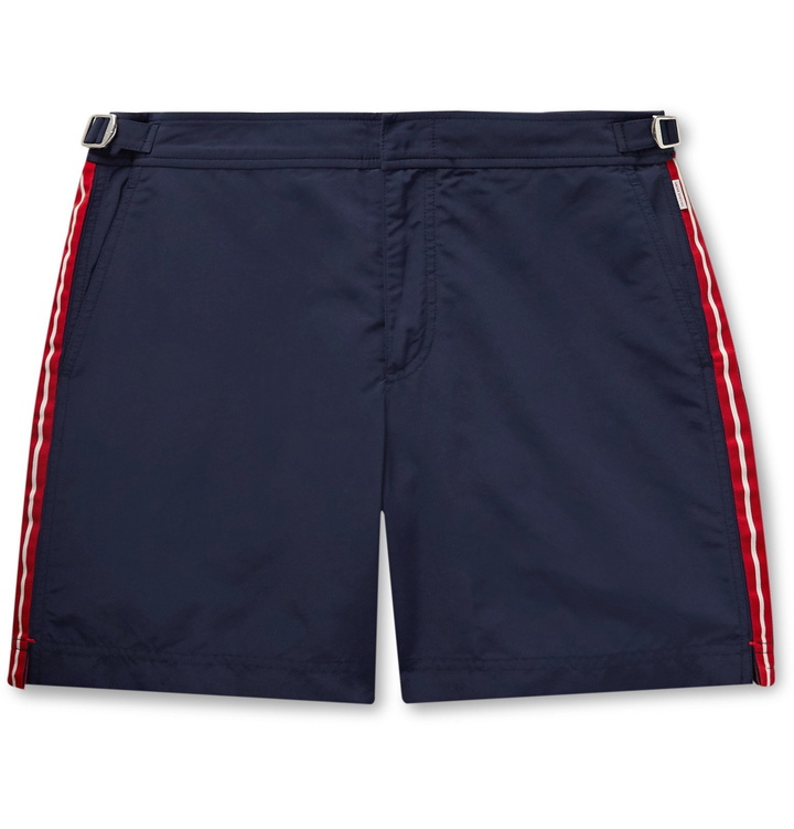 Photo: Orlebar Brown - Bulldog Mid-Length Grosgrain-Trimmed Swim Shorts - Blue