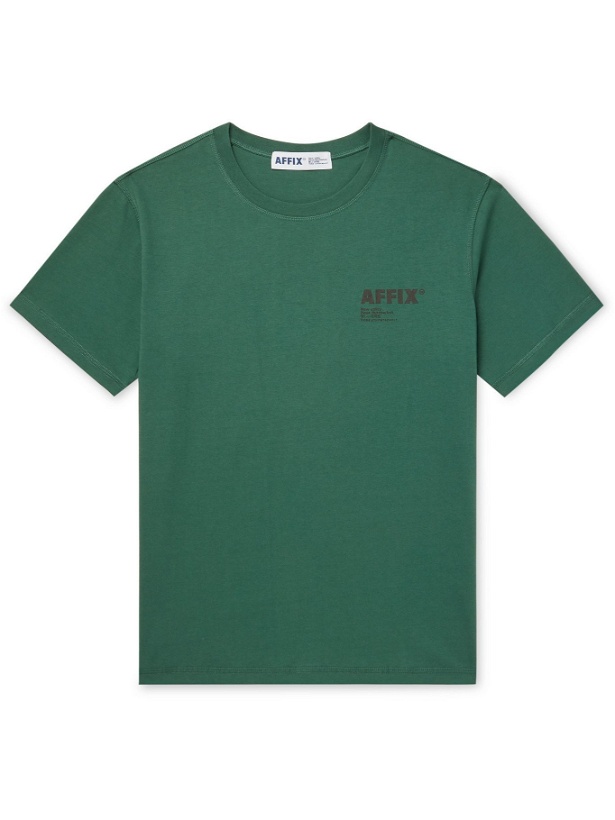 Photo: AFFIX - Standardised Logo-Print Organic Cotton-Jersey T-Shirt - Green