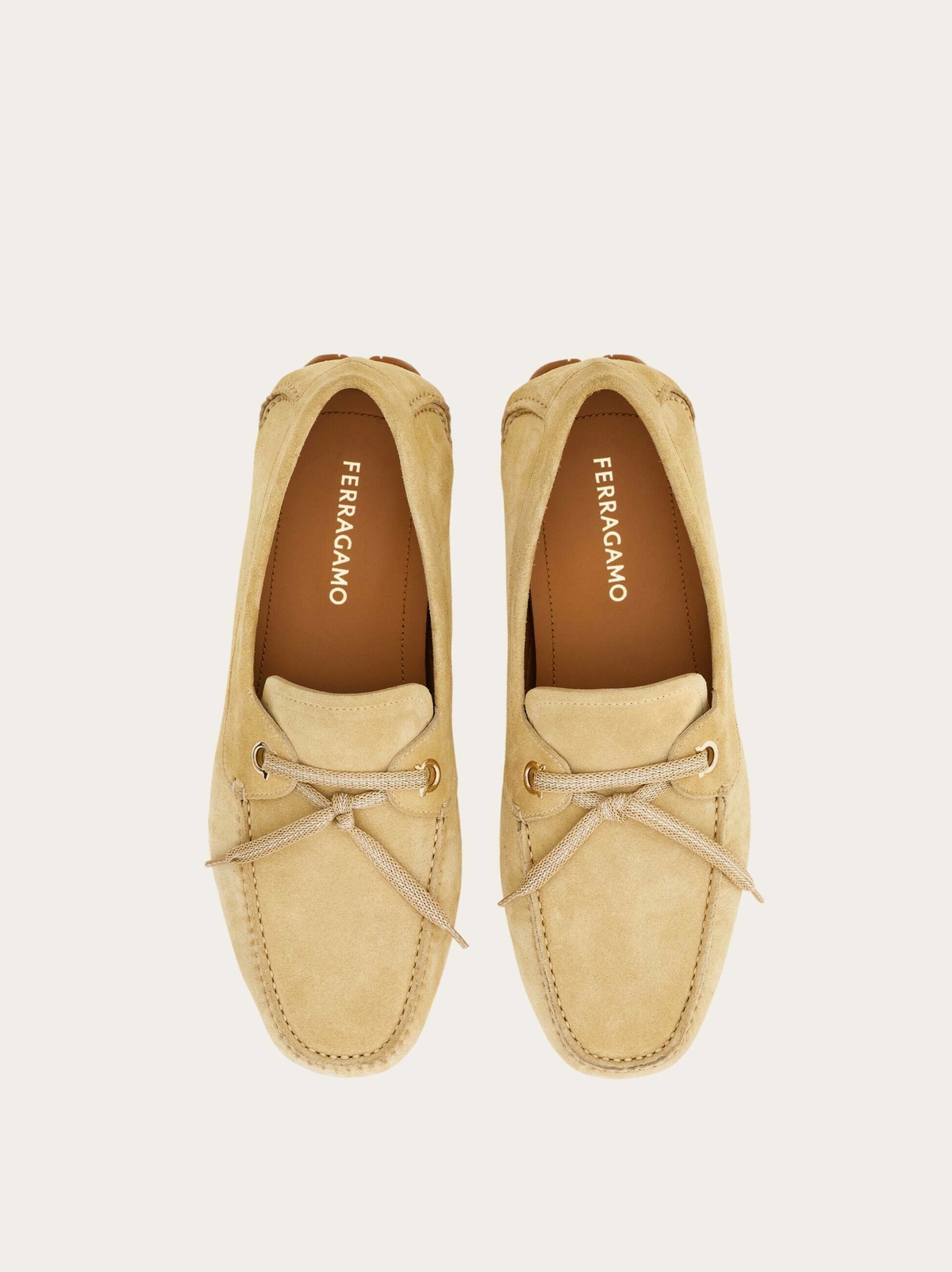 Ferragamo Mens Laced driver in Beige