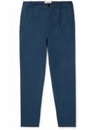 Folk - Assembly Straight-Leg Pleated Cotton-Blend Twill Trousers - Blue