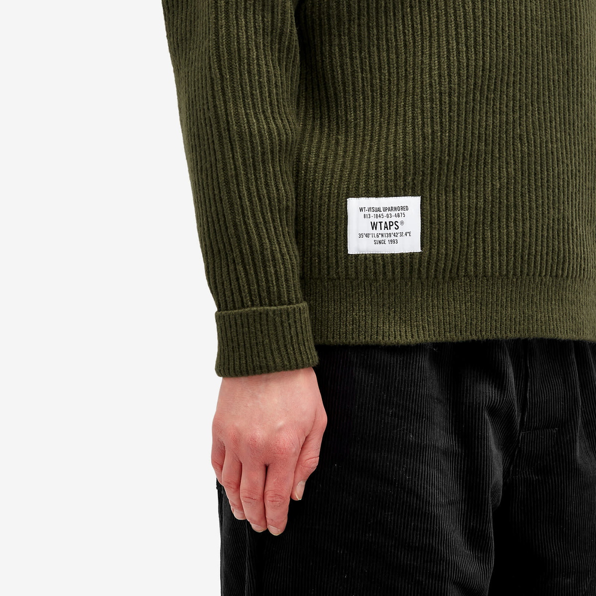 WTAPS Men's 06 Heavy Ribbed Knit Sweater in Olive Drab WTAPS
