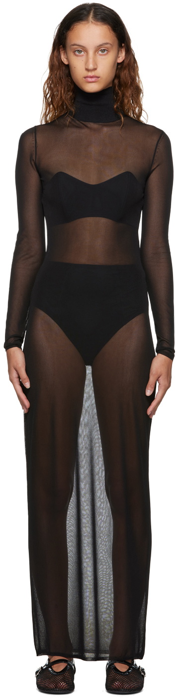 ALAA Black Sheer Turtleneck Maxi Dress ALAA ALAA Black Sheer Turtleneck Maxi Dress ALAA