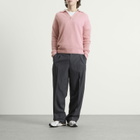 Auralee Men's Baby Suri Alpaca Sheer Knit Skipper Polo in Pink