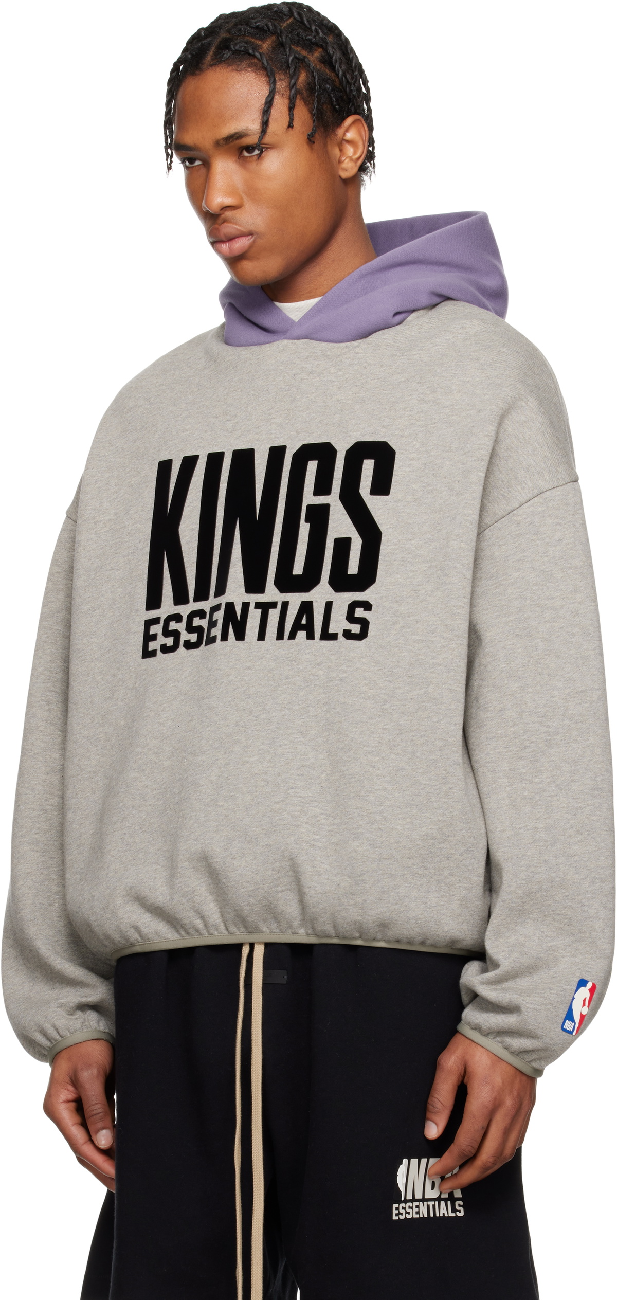 Fear of God ESSENTIALS Gray & Purple NBA Kings Pull Over Hoodie