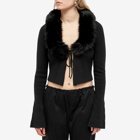 Danielle Guizio Women's Faux Fur Tie Cardigan in Black