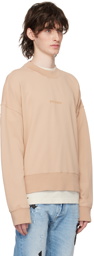 Palm Angels Beige Garment-Dyed Sweatshirt