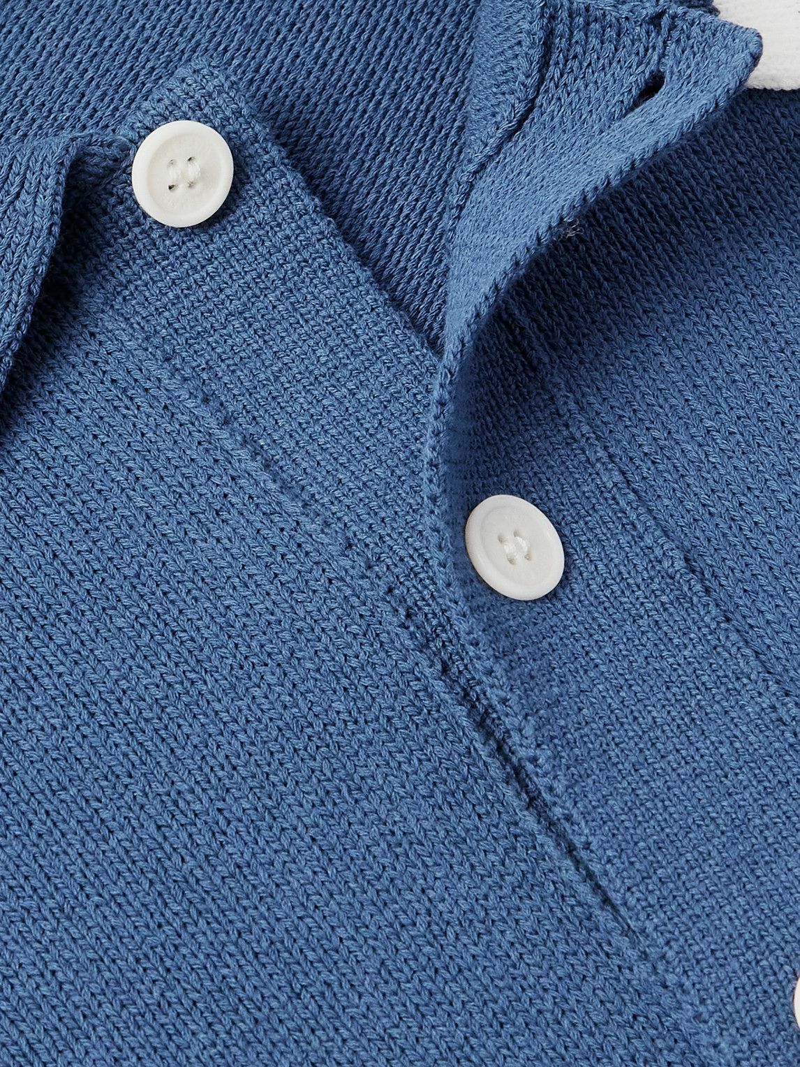 Balmain - Logo-Embroidered Striped Knitted Polo Shirt - Blue