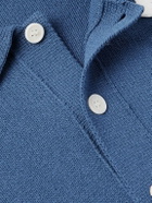 Balmain - Logo-Embroidered Striped Knitted Polo Shirt - Blue