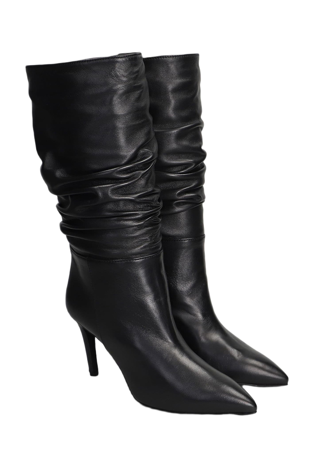 Via Roma 15 High Heels Boots In Black Leather