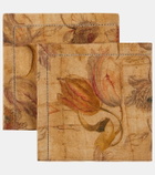 The House of Lyria Otus set of 2 printed linen napkins